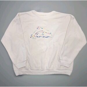 Vintage 90s Dolphin‎ Sweatshirt Mens L Round Trip Crewneck 100% Recycled
